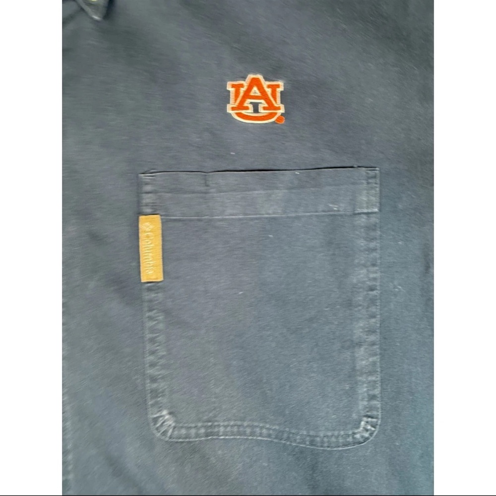 Columbia Shirt Men's Large Navy‎ Blue Auburn Tigers Logo Long Sleeve Button-Down - Picture 3 of 5